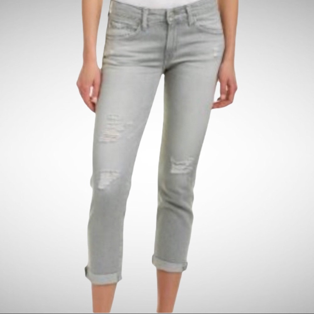 AG Ex-Boyfriend Slim Distressed Light Grey 25
